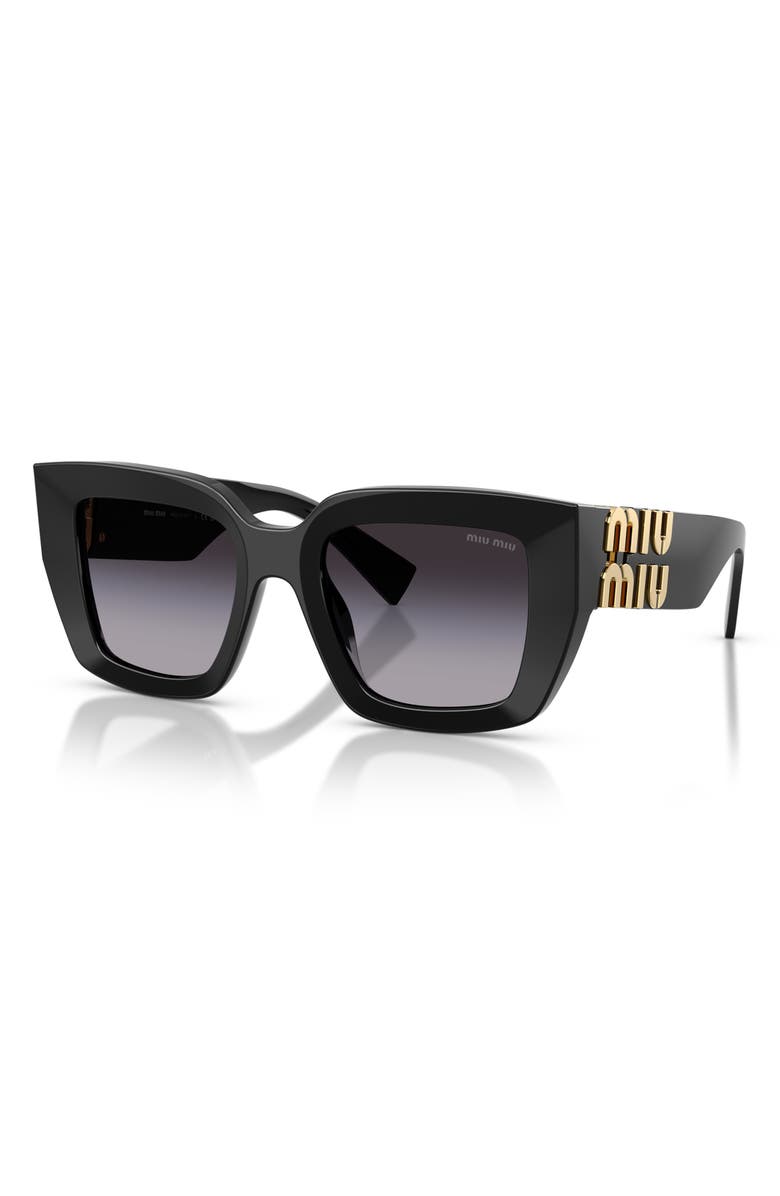 Miu Miu 51mm Square Gradient Sunglasses, Alternate, color, Black / Gradient Grey