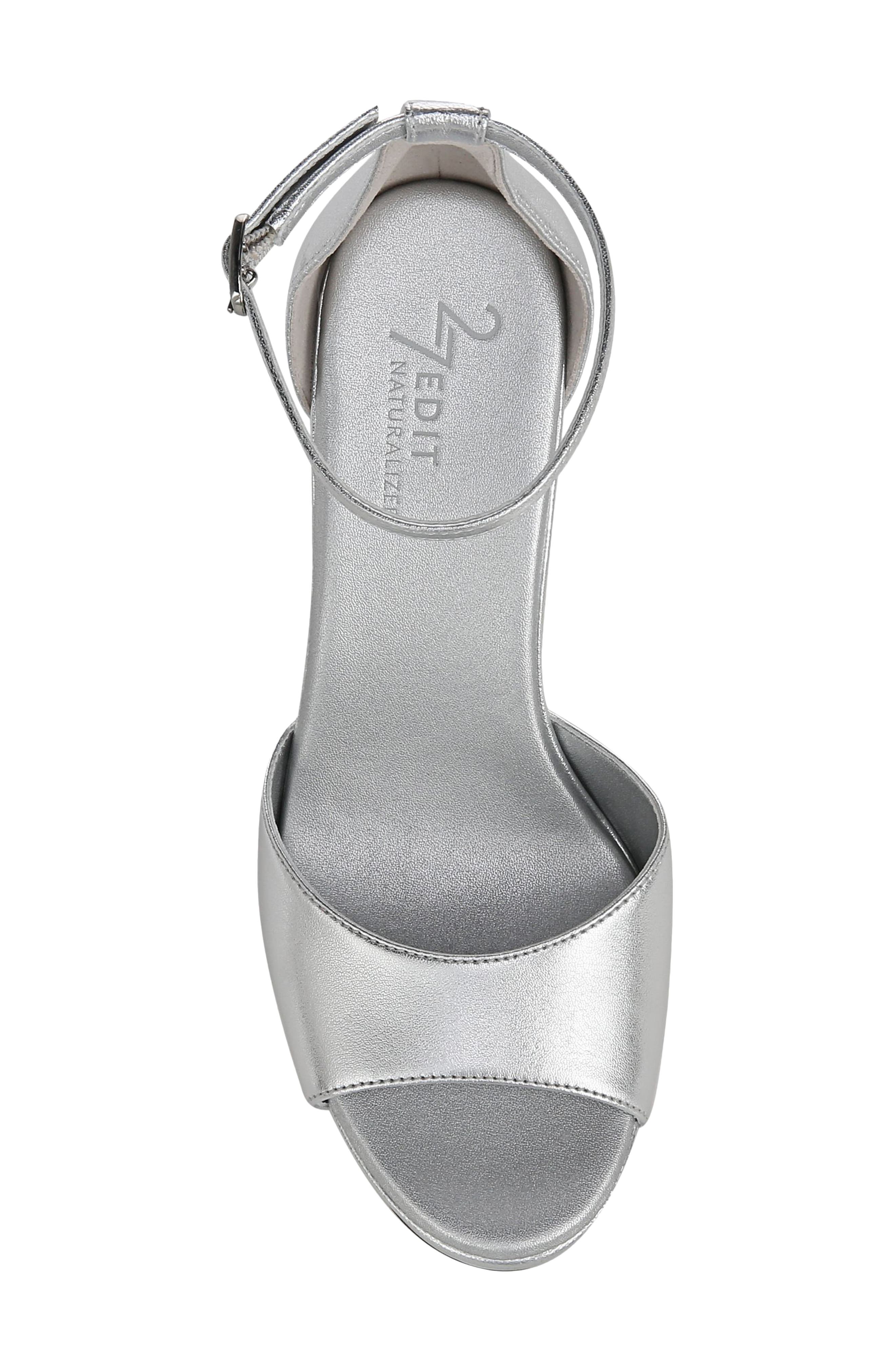 Delphie Ankle Strap Platform Sandal, Alternate, color, SILVER
