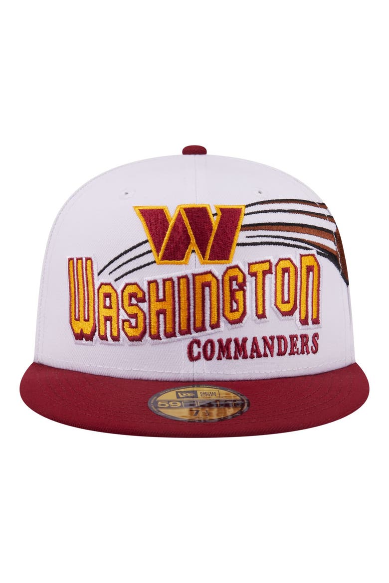 Men's New Era White/Burgundy Washington Commanders Retro Swoop 59FIFTY Fitted Hat, Alternate, color, White
