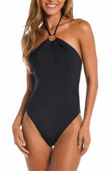 Sunshine 79 Solids Halter Neck One-Piece Swimsuit