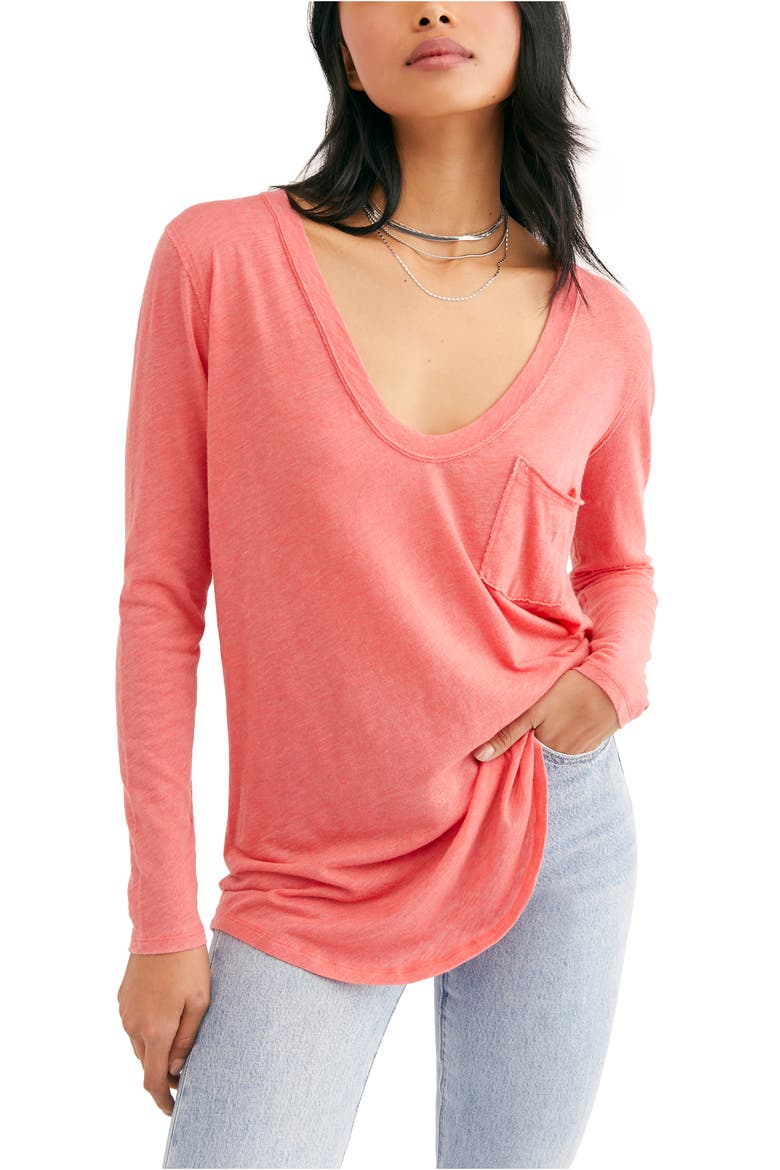 Betty Long Sleeve Top, Main, color, CORAL
