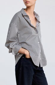 MANGO Fontana Striped Button-Up Shirt