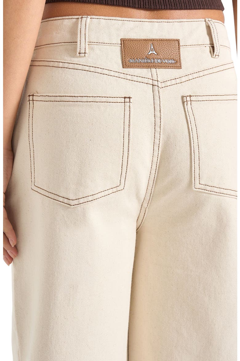 Faye Wide Leg Jeans With Tie Waist, Alternate, color, Cream