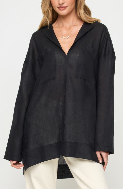 L*space Lspace Oasis Linen Cover-up Tunic In Black