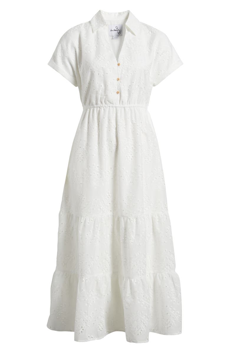 Sam Edelman Eyelet Maxi Shirtdress, Alternate, color, White