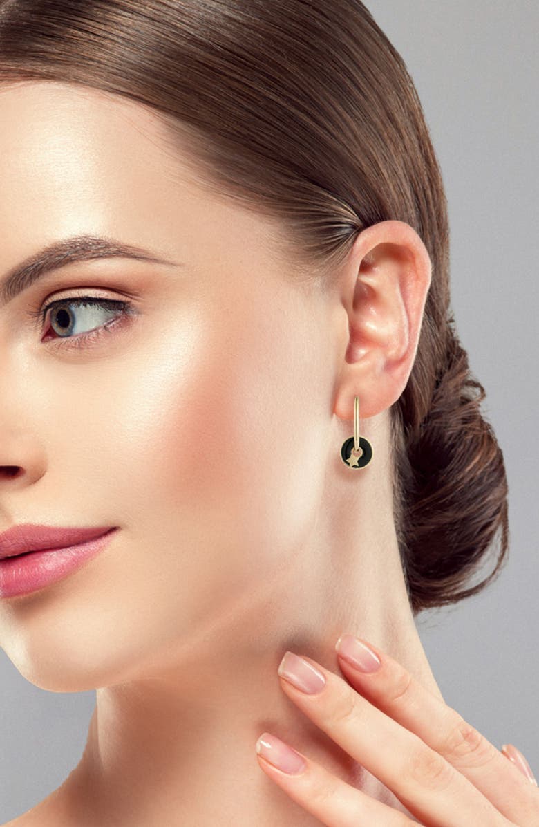 Ember Fine Jewelry 14K Gold Enamel Disc Drop Earrings, Alternate, color, Gold