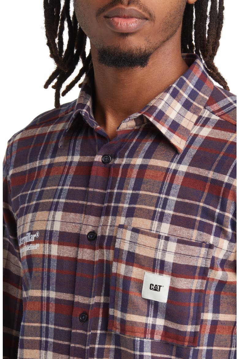 Illinois Plaid Cotton Flannel Button-Up Shirt, Alternate, color, NAVY CHECK