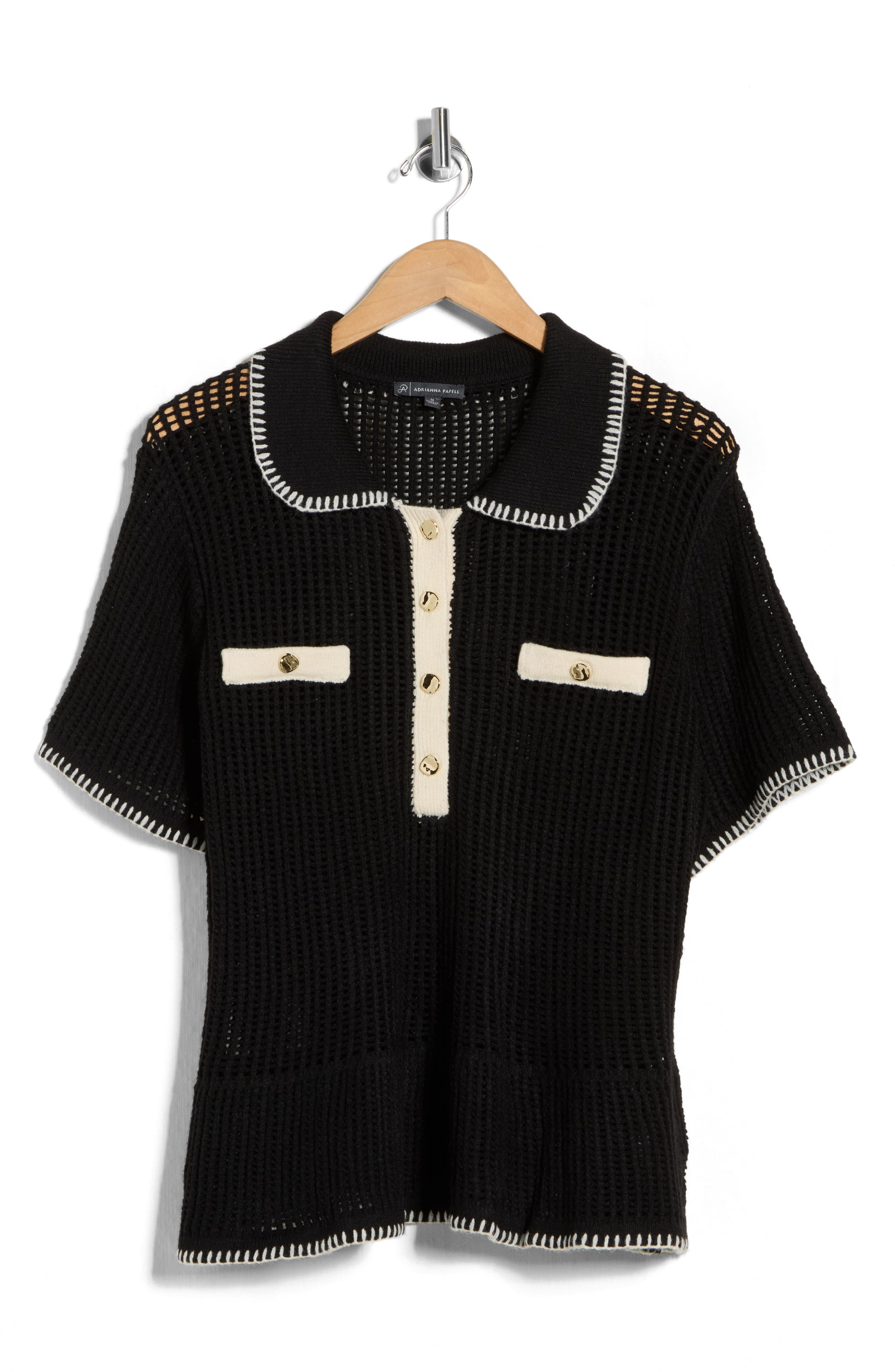 Adrianna Papell Open Stitch Polo