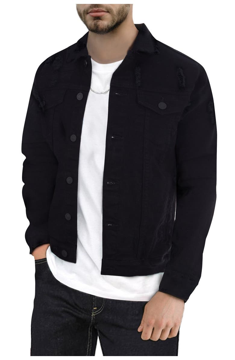 XRAY Slim Washed Denim Jacket, Main, color, Black