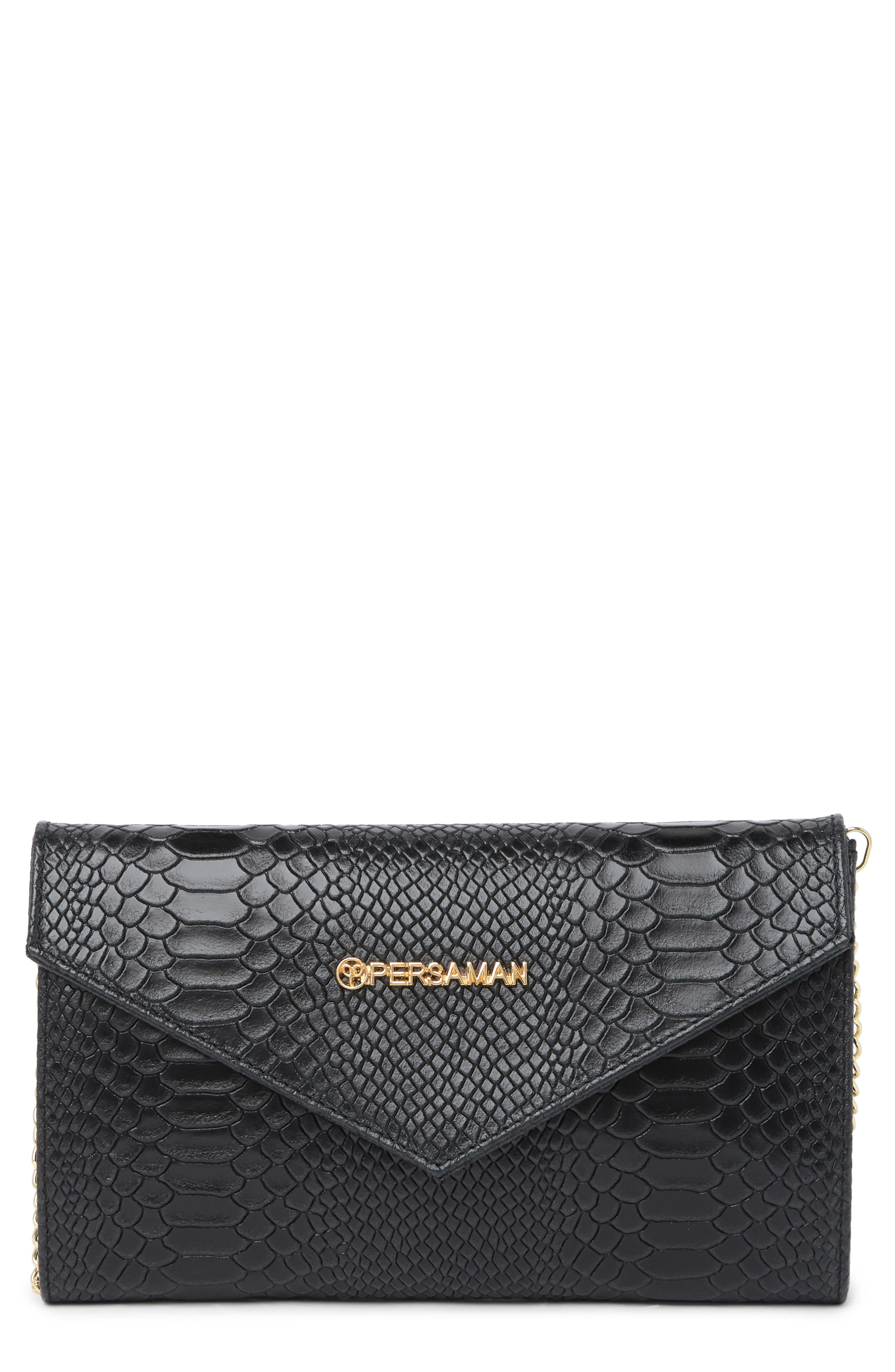 Persaman New York Lea 62 Snakeskin Leaather Clutch, Main, color, 