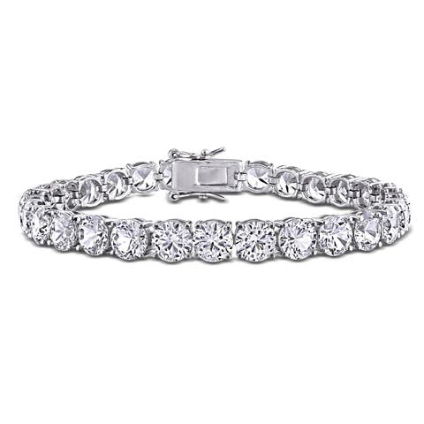 Lab-Created White Sapphire Tennis Bracelet