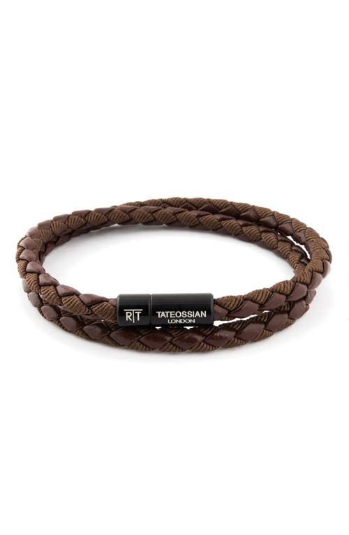 Tateossian 'Chelsea' Braided Leather Wrap Bracelet in Brown  product