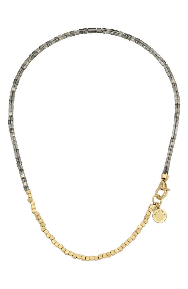 AllSaints Mixed Bead Collar Necklace, Alternate, color, Gold