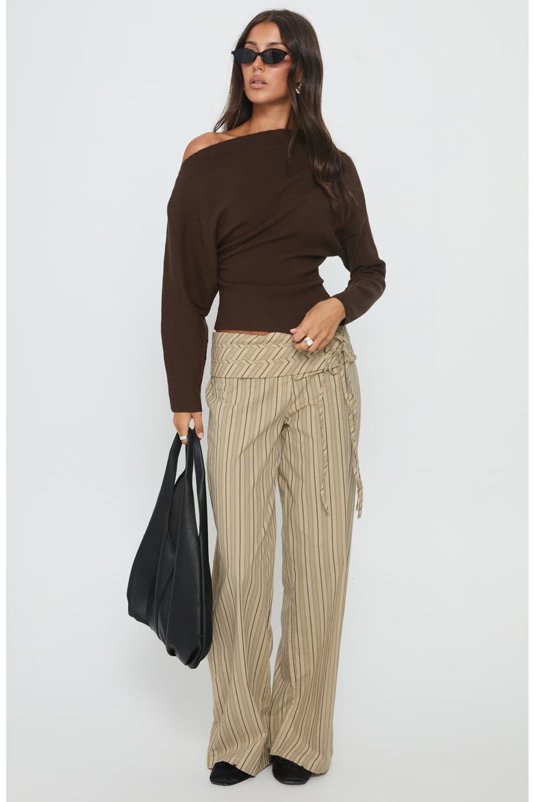 Kaelith One-Shoulder Sweater, Alternate, color, BROWN