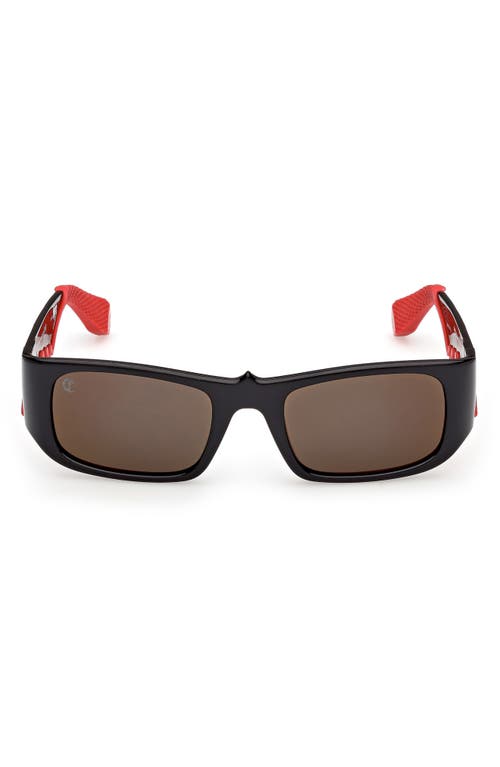 Christian Louboutin 53mm Loubishark Rectangular Sunglasses in Black/Smoke Grey/Red Flash  product