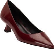 Forever & Always Shoes Helly Kitten Heel Leather Stiletto Pumps