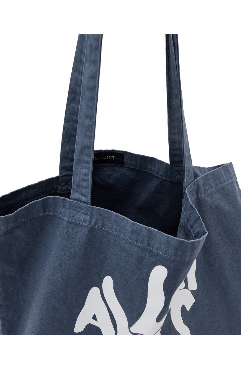AllSaints Orlando Logo Canvas Tote, Alternate, color, Cove Blue