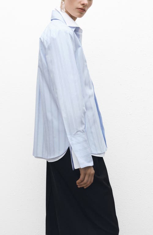 Mango Regular Fit Stripe Cotton Button-up Shirt In Sky Blue