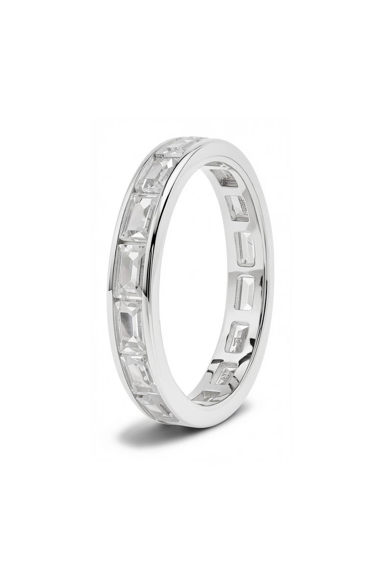 Channel Set Baguette Cubic Zirconia Eternity Band, Alternate, color, SILVER