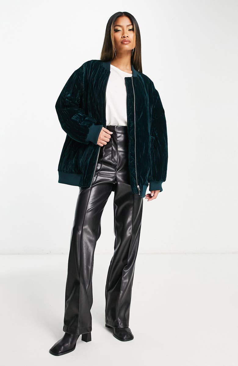 ASOS DESIGN Velour Bomber Jacket, Alternate, color, 