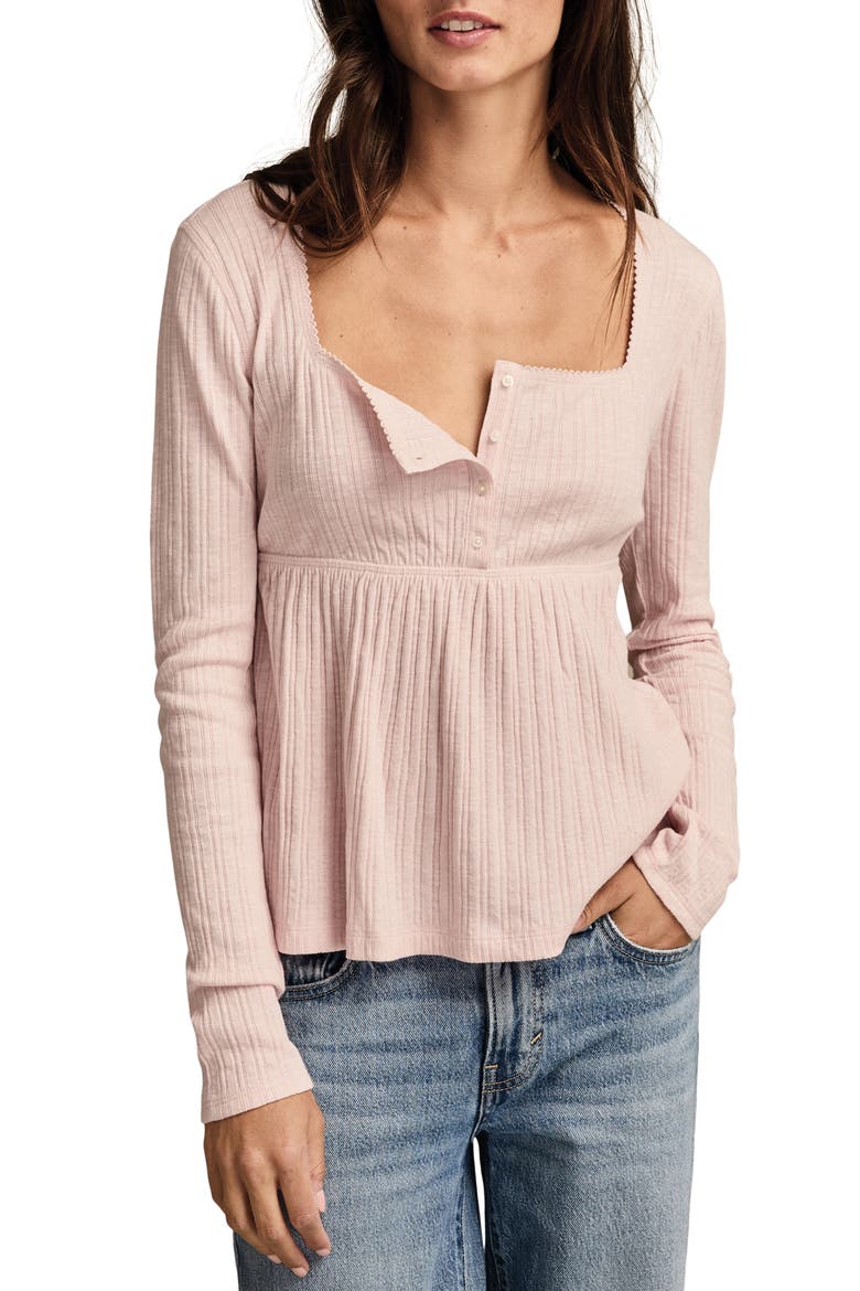 Babydoll Henley Top, Main, color, SEPIA ROSE