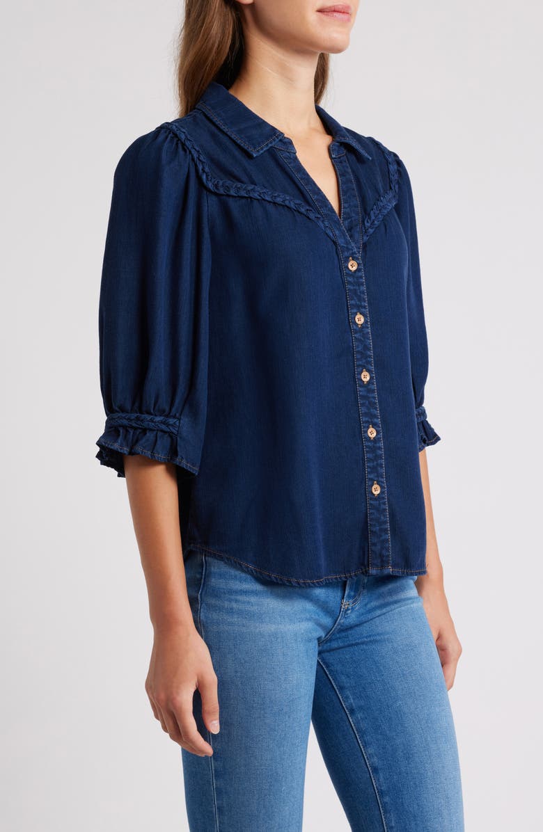 Wit & Wisdom Blouson Sleeve Western Button-Up Shirt, Alternate, color, 