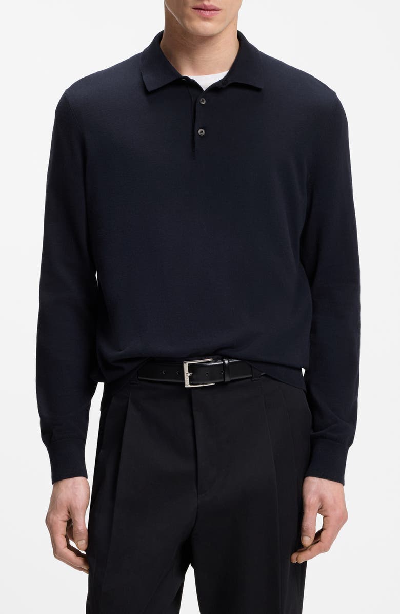 BOSS Gemello Cotton Polo Sweater, Main, color, Dark Blue