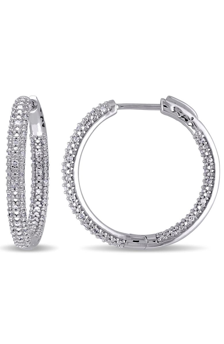 Julianna B. Diamond Hoop Earrings 10k White Gold, Main, color, 