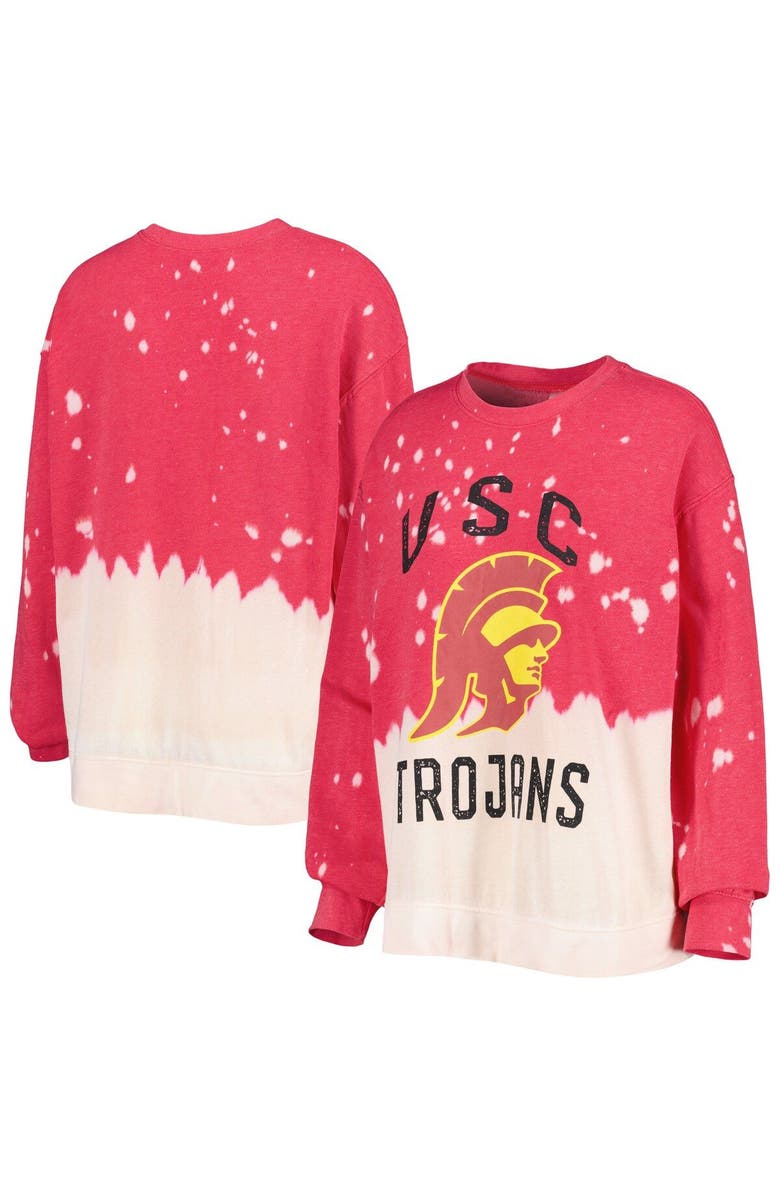GAMEDAY COUTURE Women's Gameday Couture Cardinal USC Trojans Twice As Nice Faded Dip-Dye Pullover Sweatshirt, Alternate, color, Crimson