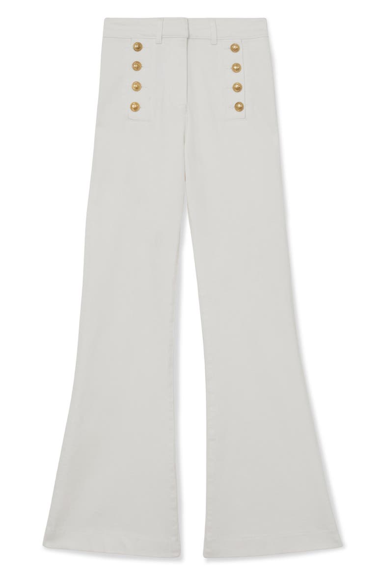 Athena Sailor High Cut Leather Pants, Alternate, color, WHITE