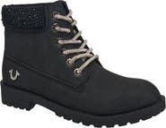 True Religion Faith Bling Lace Combat Boot