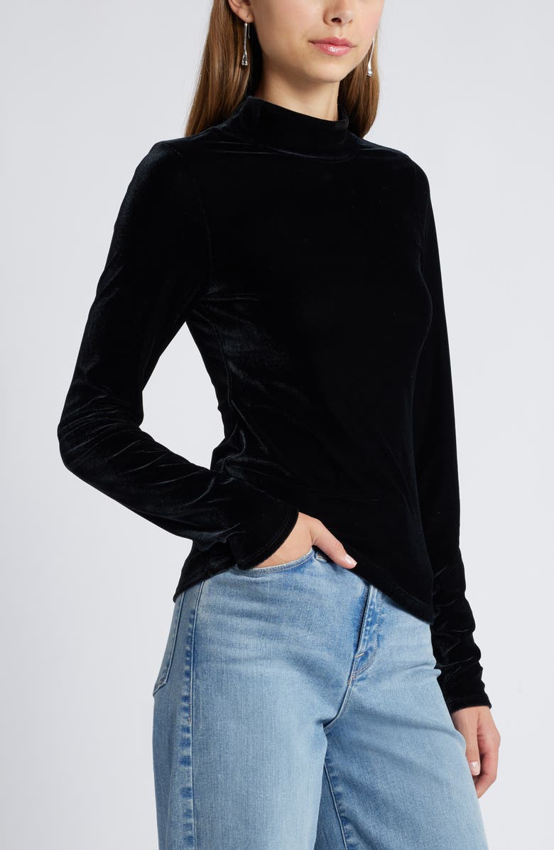 Open Edit Long Sleeve Velvet Top, Alternate, color, 