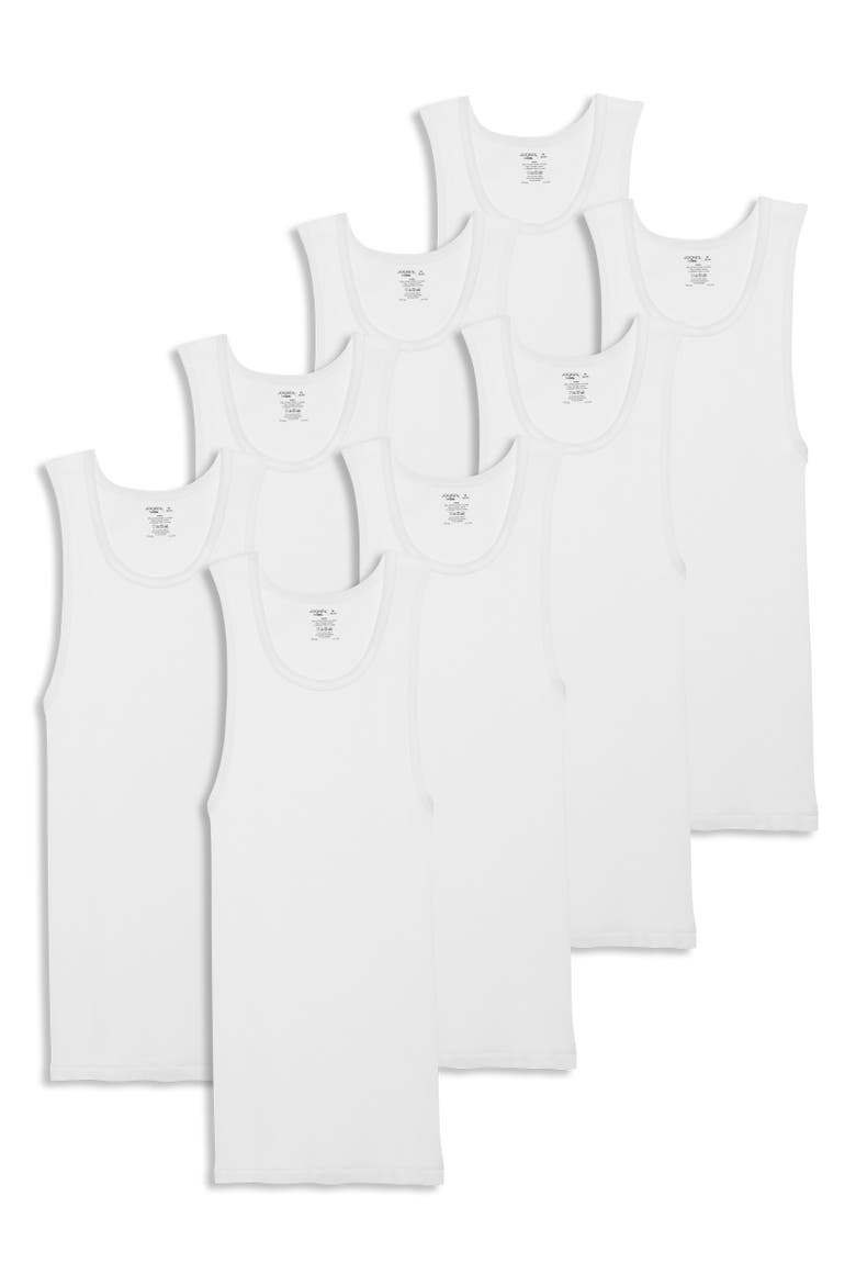 Men's 100% Cotton A-shirt Tank - 8 Pack, Main, color, Diamond White