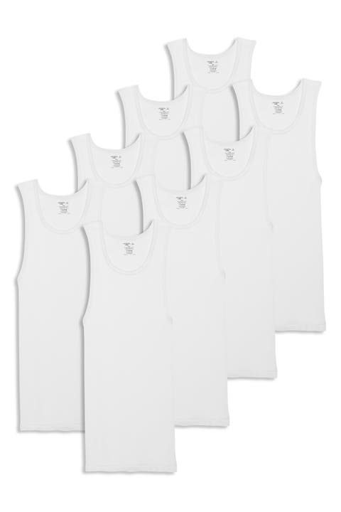 Men's 100% Cotton A-shirt Tank - 8 Pack