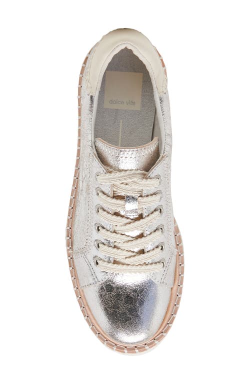 Dolce Vita Twain Platform Sneaker In Silver Crackled Leather