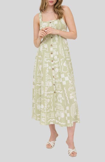 BLU PEPPER BLU PEPPER MIXED PRINT MIDI SUNDRESS
