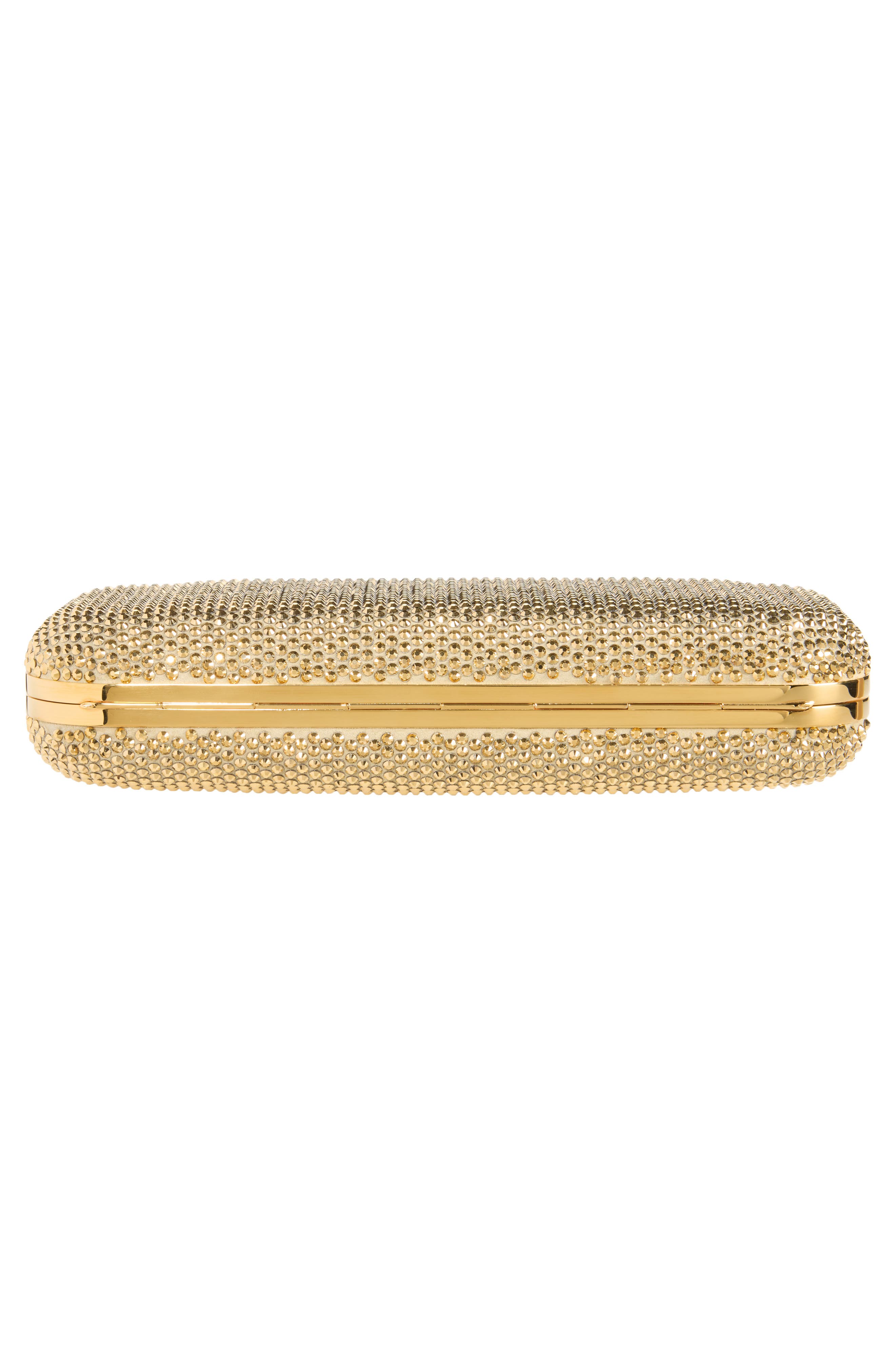 Long Knuckle Crystal Embellished Suede Clutch, Alternate, color, MIX COLOR