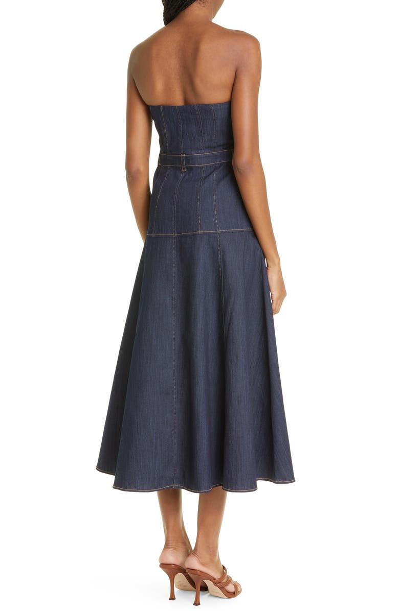 Cinq à Sept Veena Strapless Denim Midi Dress, Alternate, color,