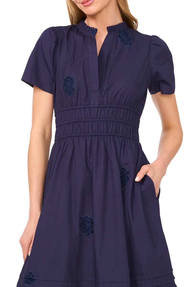 CeCe Floral Embroidered Flounce Hem Cotton Maxi Dress, Alternate, color,