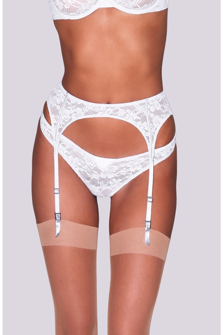 Le Stretch Lace Garter Belt, Main, color, IVORY