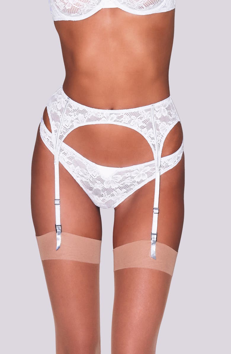 Fleur Du Mal Le Stretch Lace Garter Belt, Main, color, Ivory