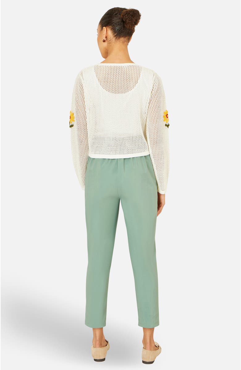 Yumi Crochet Embroidered Flower Cardigan, Alternate, color, Ivory