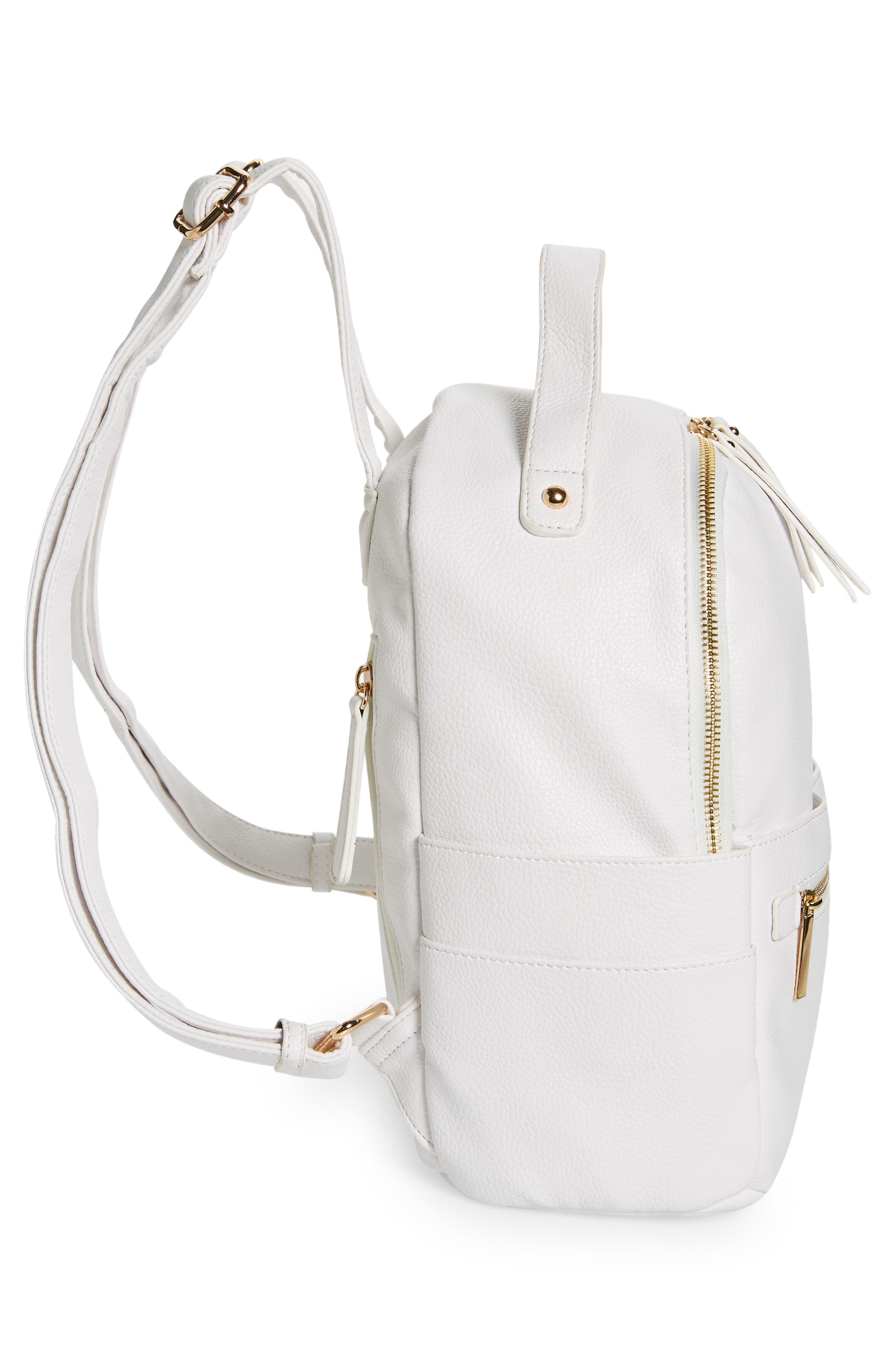 Isabella Vegan Leather Organizational Backpack, Alternate, color, WHITE