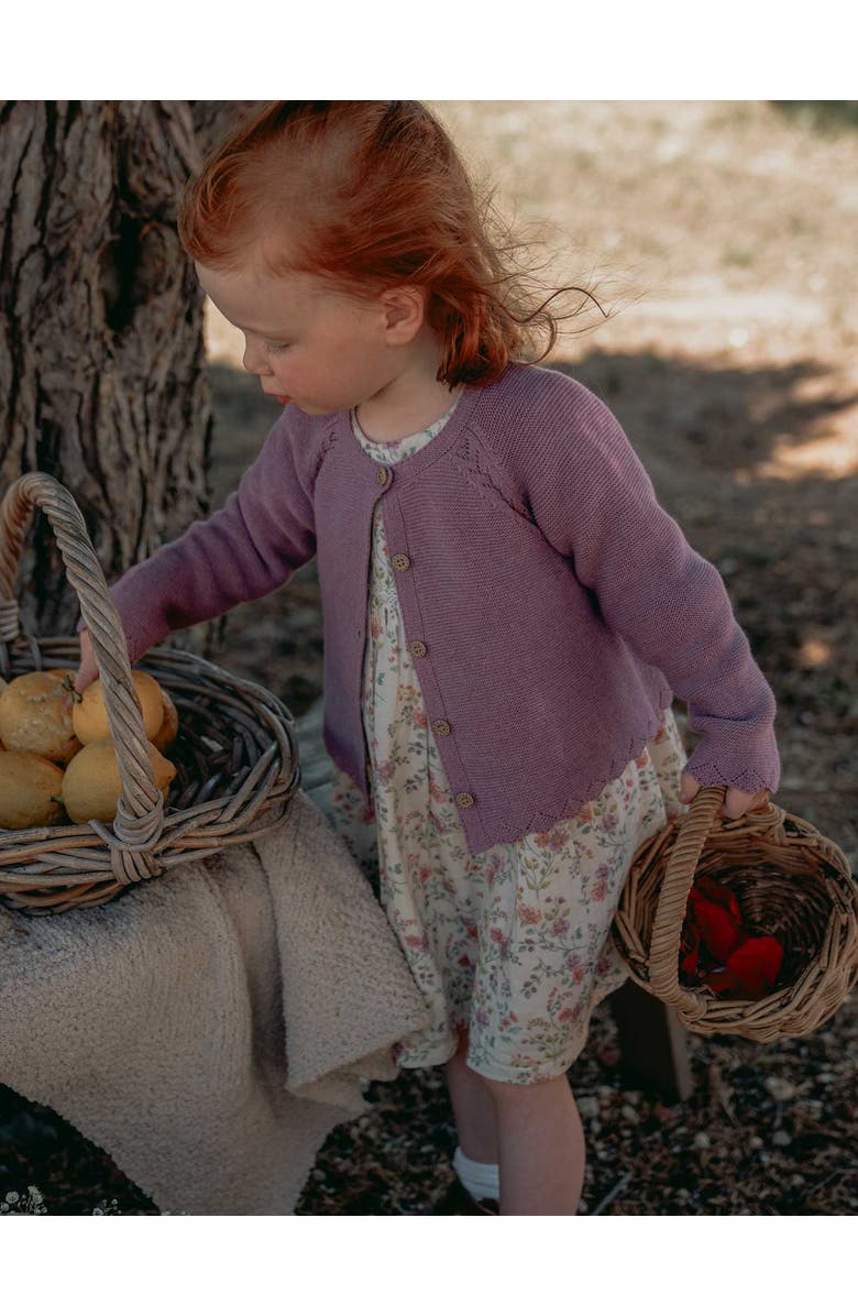 Purebaby Scalloped Cardigan, Alternate, color, Lavender Melange