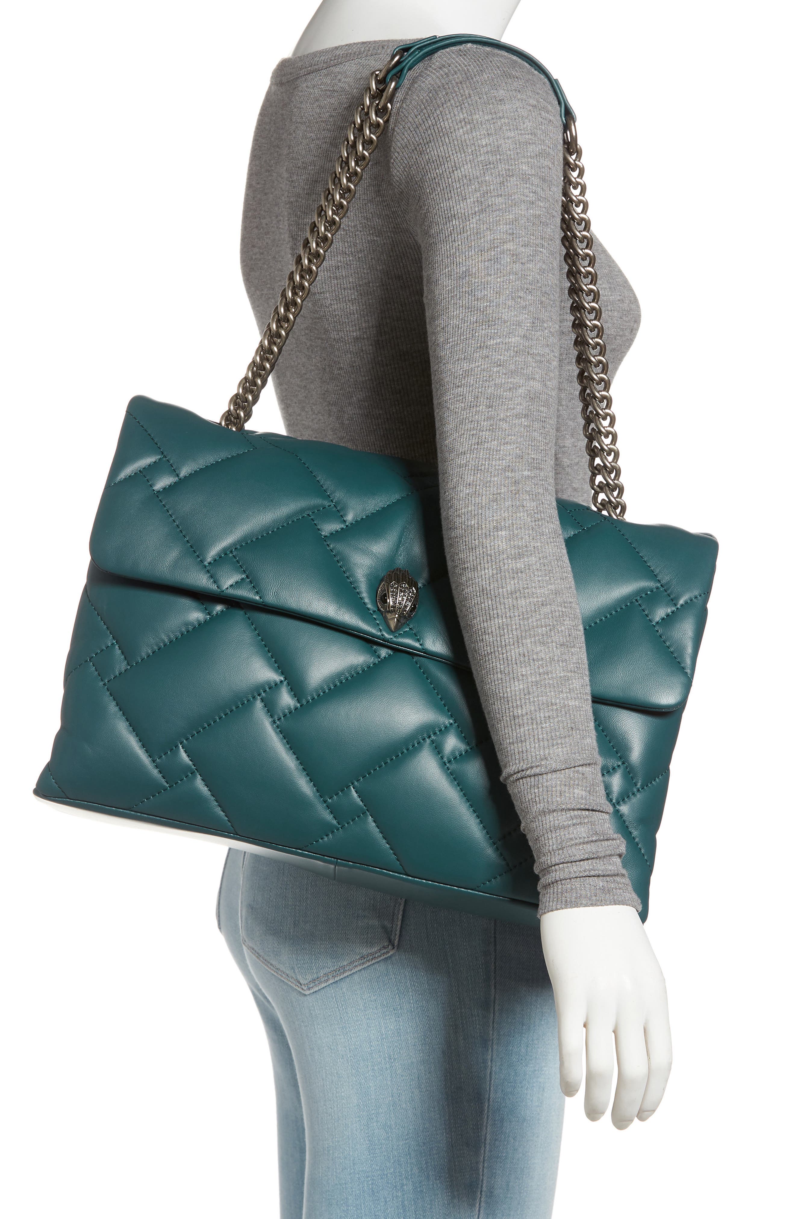 XXL Kensington Soft Quilted Leather Shoulder Bag, Alternate, color, TEAL