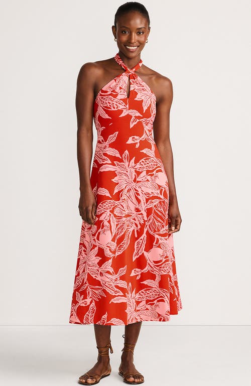 Lands' End Cotton Modal Halter Midi Dress In Red