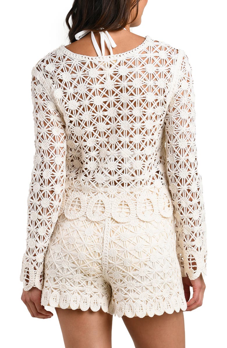 La Blanca Serenity Crop Cotton Cover-Up Top, Alternate, color, Ivory