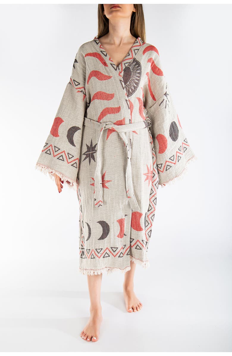 Forever & Always Shoes Evora Handmade Cotton Boho Kimono, Alternate, color, Light Grey