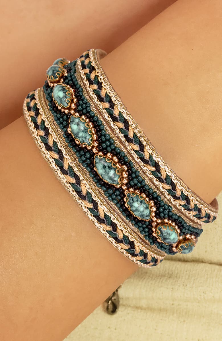 Deepa Gurnani Tanner Mixed Media Bracelet, Alternate, color, Emerald