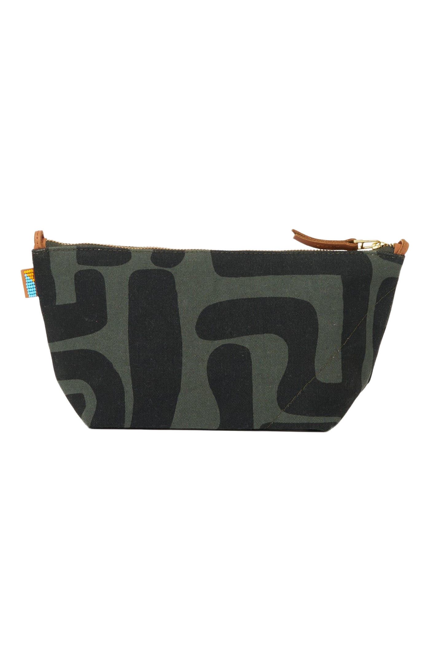 Ubuntu Life Large Convertible Pouch - Safari Kuba with Beaded Red Heart, Alternate, color, 